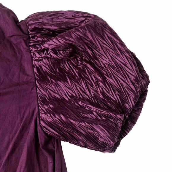 Women's DR 2 Purple Short Puffed Sleeve Pullover Blouse Size Small - Picture 7 of 9